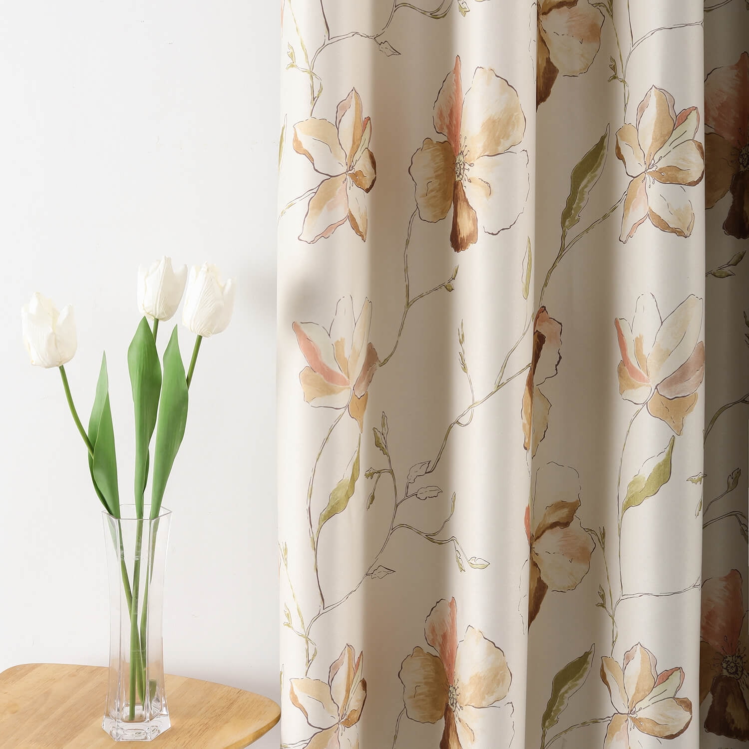 VOGOL Print Floral Pattern Blackout Thermal Insulated Window Treatment Drapes for Nursery Kids Girls Baby Room, Grommet Top, 52x84 Inch 2 Pieces, Yellow
