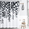 thumbnail image 6 of Black Floral Shower Curtain for Bathroom Black and White Eucalyptus Shower Curtain Watercolor Grey Leaves Shower Curtain Nature Botanical Bathroom Set Mens Flower Spring Plant Bath Decor 72x72, 6 of 6