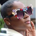thumbnail image 2 of Oversized Diamond Sunglasses Women Rhinestone Cat Eye Sunglasses Vintage Men bling party sunglasses Eyewear, 2 of 6