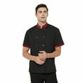 thumbnail image 2 of TOPTIE Short Sleeve Chef Coat Jacket Black Lightweight Button Chef Uniform, 2 of 9