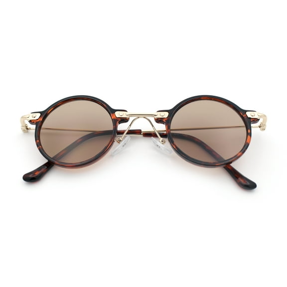 Vintage Retro Style Small Circle Lens Urban Normcore Luxe Hipster Sunglasses Gold Tortoise - Brown