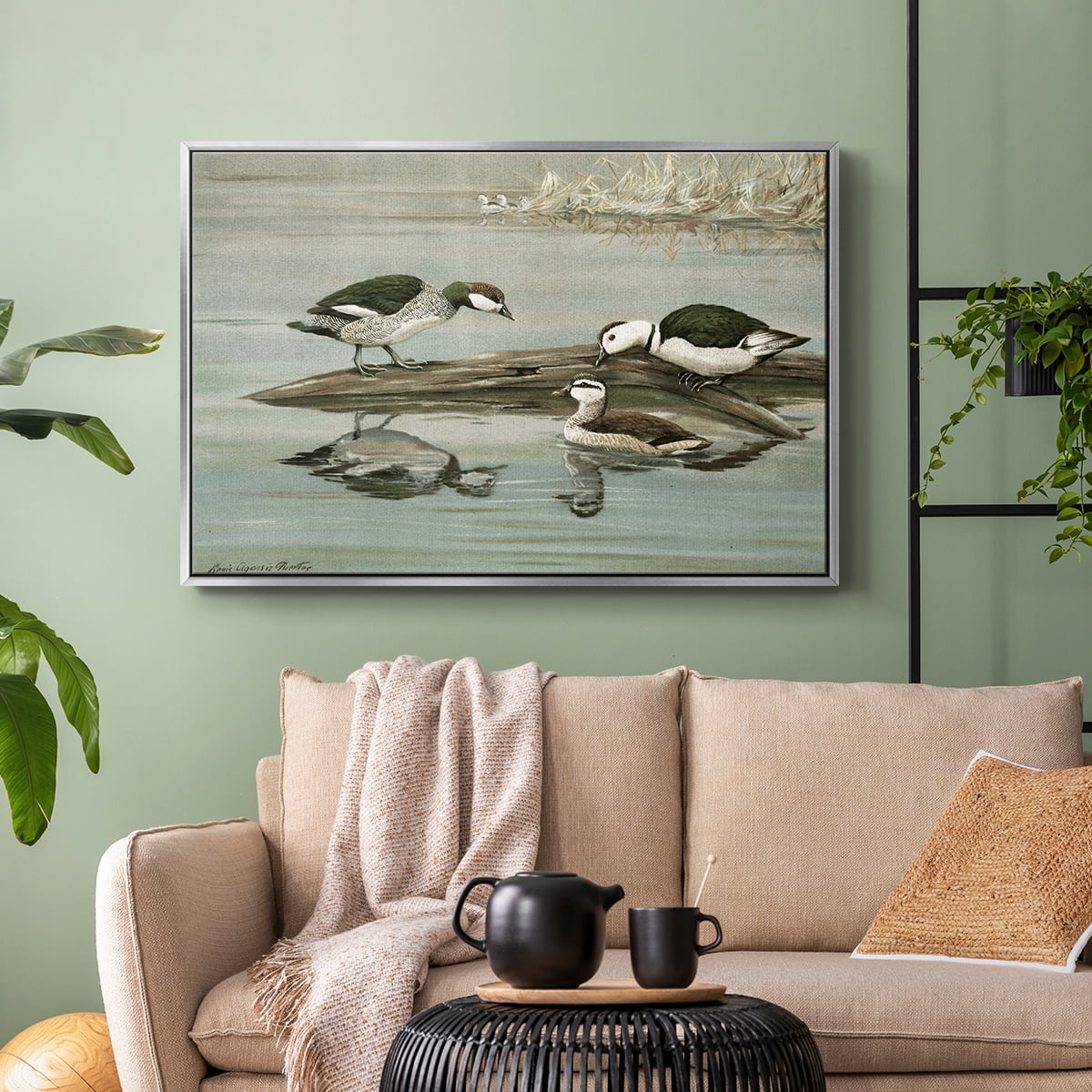 Vintage Animal Print-XIX By Wexford Home Framed in Silver Wood Gallery Wrapped Canvas 25 in. x 37 in.