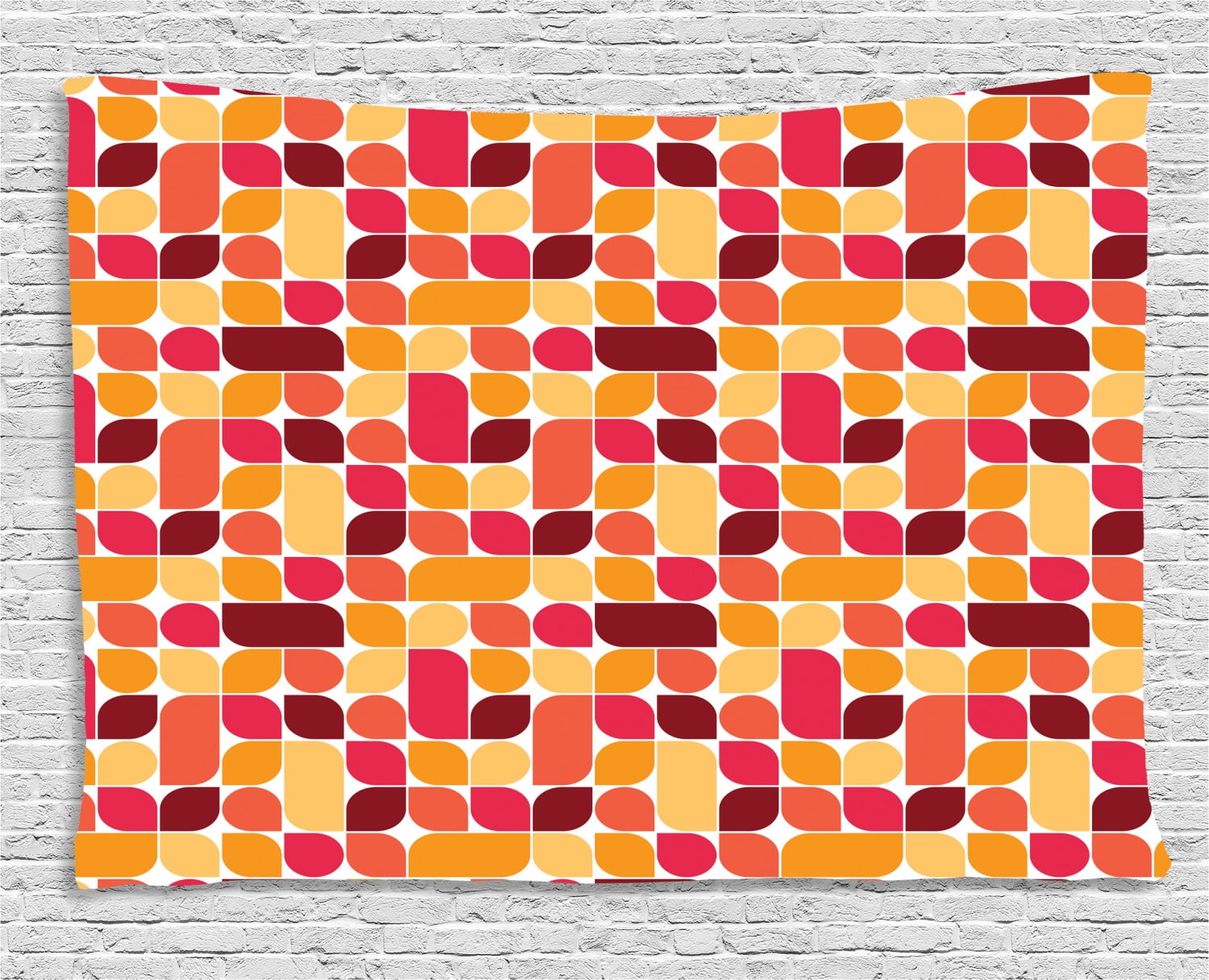 Bauhaus Style Bird Print w Geometric Shapes & Red  Yellow  Orange Design Animal Wall Art