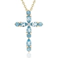 thumbnail image 1 of Gemstone Cross Necklace Created Sapphire Religious Pendant Jewelry, 1 of 5