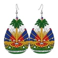 thumbnail image 6 of Leather Earrings Dangle Drop For Women Coat Of Arms Of Haiti Teardrop Earrings Lightweight Gifts, 6 of 6