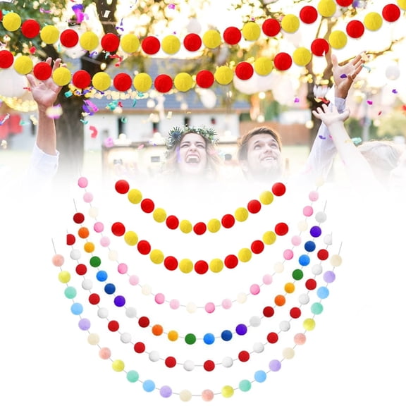 Noothes Pom Pom Garland Large 8.2 Ft Felt Ball Garland Pastel Party Decorations for Easter Boho Decor Nursery Bedroom and Classroom Garland