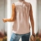 thumbnail image 5 of Moda Mujer Causal Cuello Alto Blusa Sólida Camiseta Sin Mangas Verano Botón Tops Fridja qr5696, 5 of 8