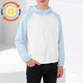 thumbnail image 2 of Boys UPF 50+ Sun Hoodie Jacket, Lightweight Windbreaker with Hood, Blue Color Block, Packable Sun Protection for Outdoor, Beach, Travel,Size 9-10 T, 2 of 9