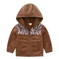 thumbnail image 1 of Gibobby Chamarra de invierno para niños y niñasNiños pequeños, niñas, invierno, manga larga, , estampados de , vellón, grueso, cálido, con capucha, Tops,(Marrón, 12-18 Meses), 1 of 5