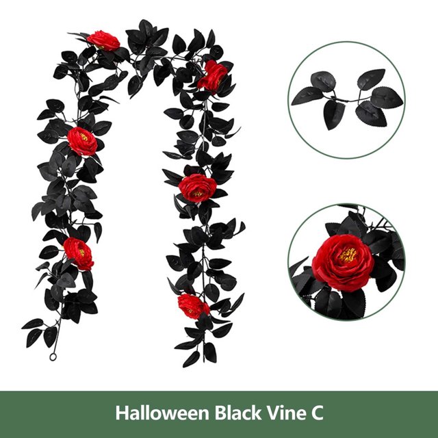 YTCAMLO Décorations d'Halloween Intérieur Extérieur en Liquidation, Décoration d'Halloween Arrangement de Fête Sombre Rose Noire Noël Rétro Rose Tournesol Simulation Rotin, Décorations d'Automne pour la Maison