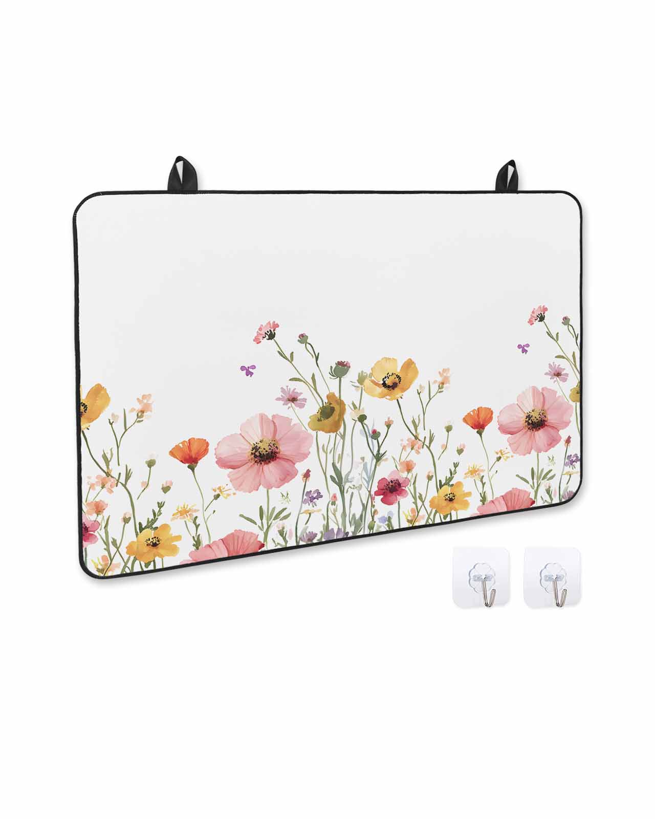 nqOlkjepod Large Induction Cooktop Protector Mat 36"x21", Colorful Flowers Stove Top Covers for Electric Stove, Spring Botanical Watercolor Wildflowers Stove Burner Cover Mats, Glass Top Stove Cover