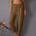 thumbnail image 2 of hlysgo Pajama Lightweight Pants for Women Elastic Drawstring Waist Trousers Wide Leg Soft Comfort Sleeping Pant with Pockets Coffee,2xL, 2 of 6
