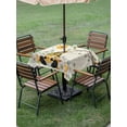 thumbnail image 4 of Outdoor Tablecloth with Umbrella Hole for Patio/Picnic/Party/Camping, Yellow Gnomes Waterproof Table Cloth Square Cover Washable, Spring Floral Bees Daisy Branches (60"x 60"), 4 of 8