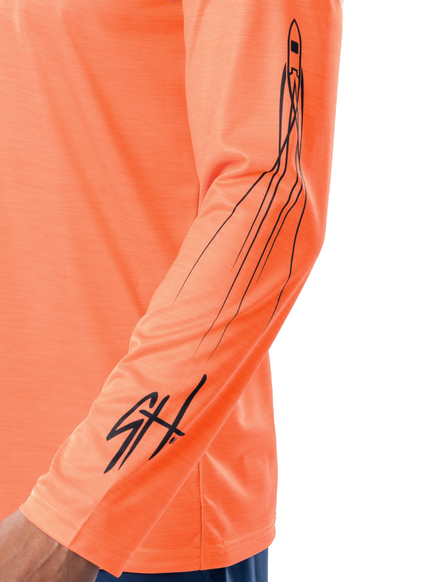 GH BY GUY HARVEY Men's Long Sleeve Performance Fishing Graphic Hoodie, Papaya Punch, 2XL