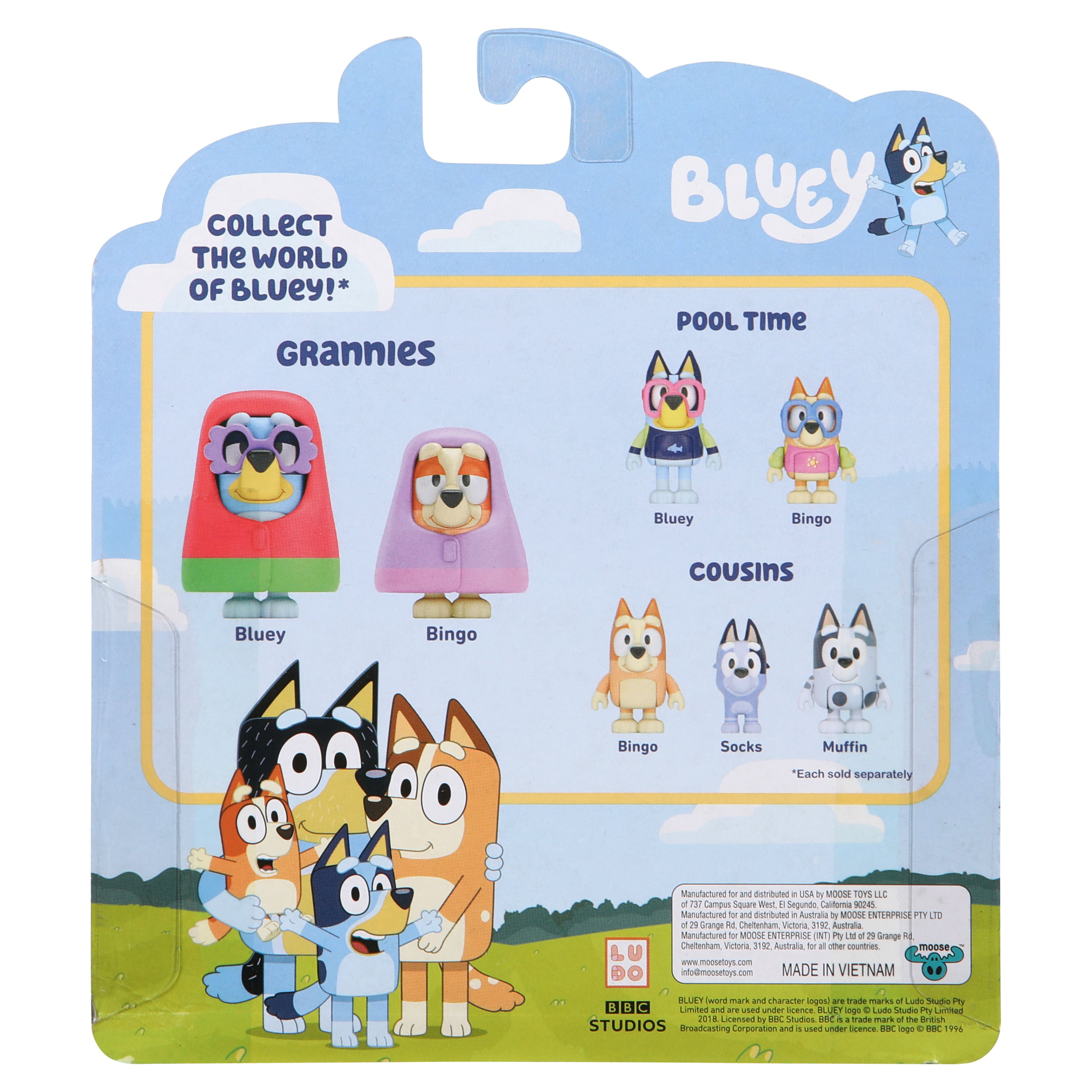 Bluey set de jeu Skateboard : coffret de 2 figurines articulées avec  accessoires - Bluey et Bandit - Moose Toys