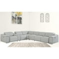 thumbnail image 3 of Light Gray Italian Leather Power Recline L Shape Seven Piece Corner Sectional With Console, 3 of 5