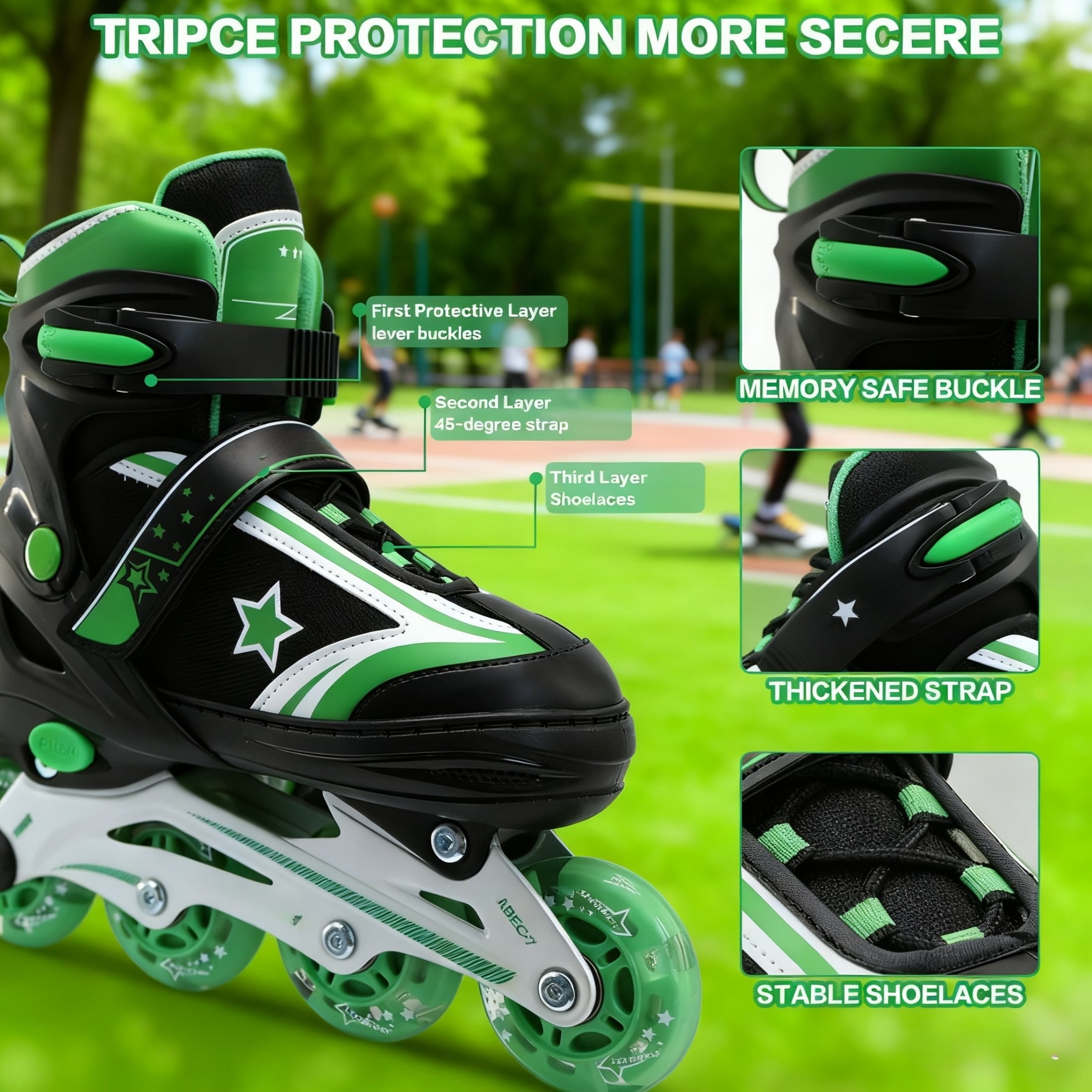 JZY Youth Inline Skates with 8 Glowing Light-Up Wheels,Durable Aluminum Frame for Beginners,For Boys & Girls Ages 5-12,For Indoor and Outdoor Skating