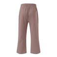 thumbnail image 4 of Women's Plus Work Pants Women Black Stretch Women Casual Comfortable High Waisted Wide Leg Pants Drawstring Elastic Trousers Comfy Straight Leg Long Pants with Pockets, 4 of 4