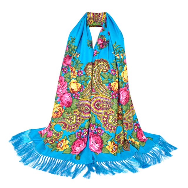 DPTALR Femmes Dame Folk-Custom Imprimé Cravate à Franges Foulard Carré Châle Foulard de Voyage
