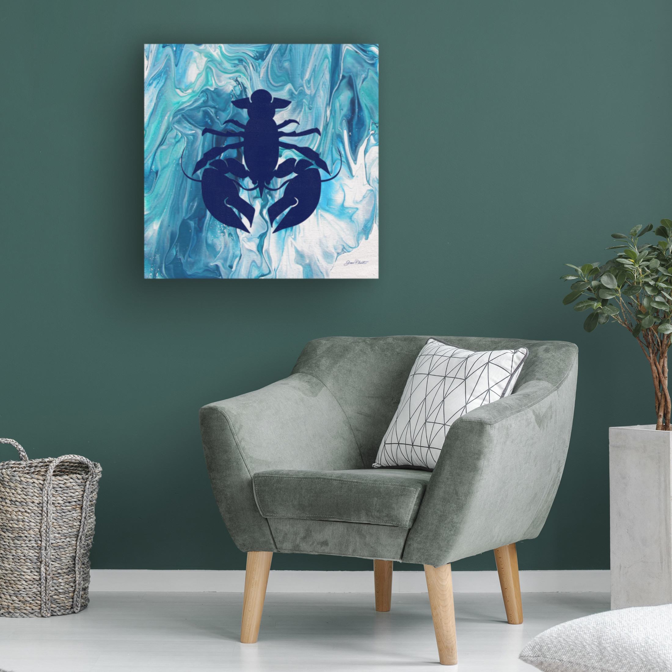Canvas Wall Art - Jean Plout 'Abstract Ocean G' Wall Art for Living Room, Bedroom, or Office Décor by Trademark Fine Art - 14 x 14 Inches