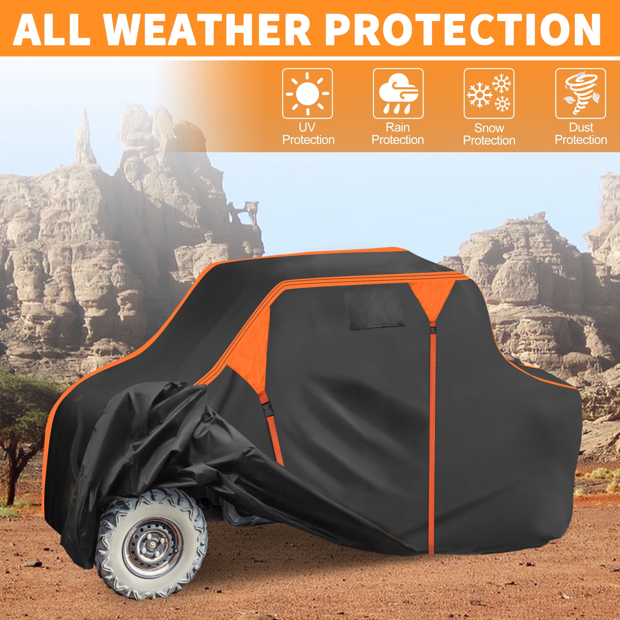 Unique Bargains Side by Side UTV Cover 210D-PU Black Orange for Ranger 570 2014-2017