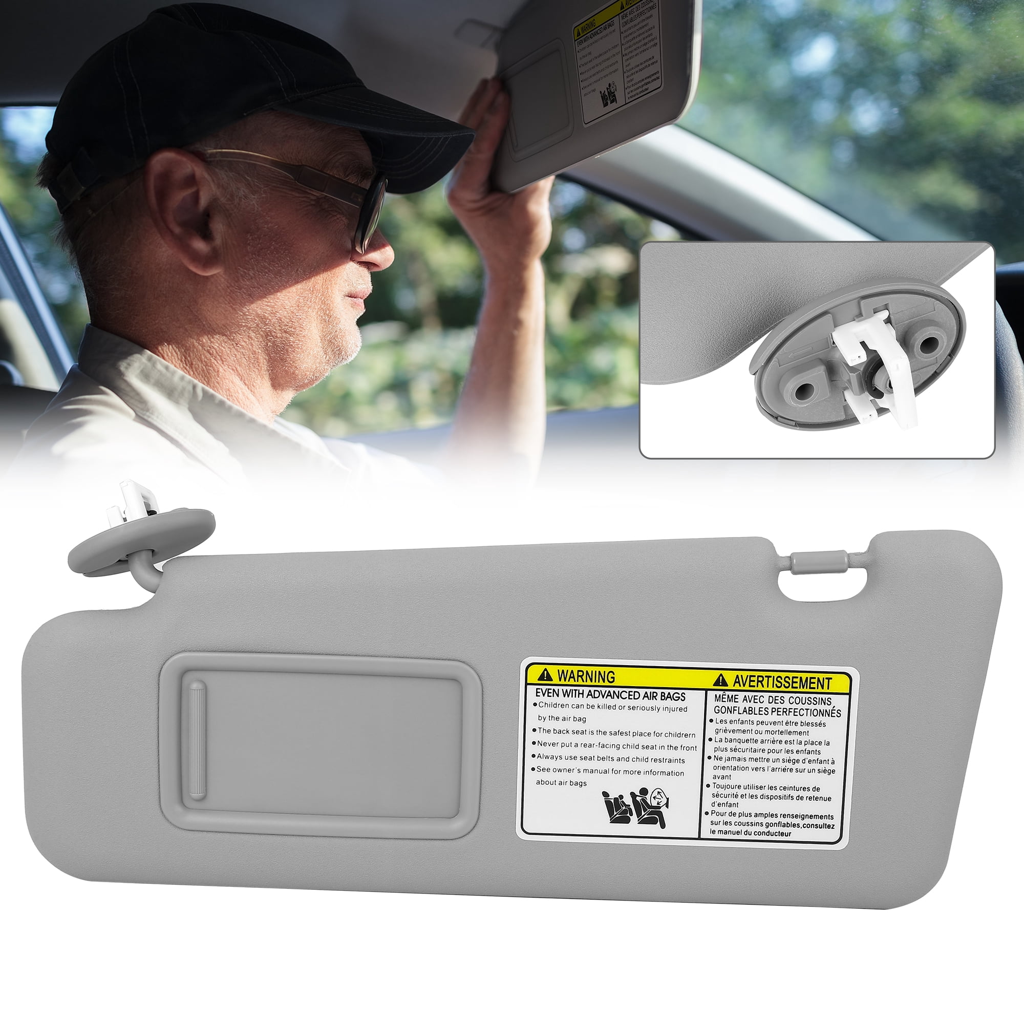 Unique Bargains Car Sun Visor with Mirror Left Driver Side Fit for Toyota Highlander Gray