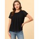 thumbnail image 2 of INSPIRE CHIC Blusa De Verano De Chifón Con Parte Delantera Plisada Y Manga Corta Para Mujer Negro M, 2 of 5