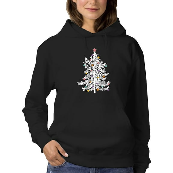 White X-mas Tree With Ornaments  Hoodie Women -GoatDeals Designs, Female Medium