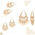thumbnail image 3 of 1 Pair Alloy Filligree Teardrop Chandelier Earrings for Women Light Gold 63x35x3mm Pin: 0.7mm, 3 of 7