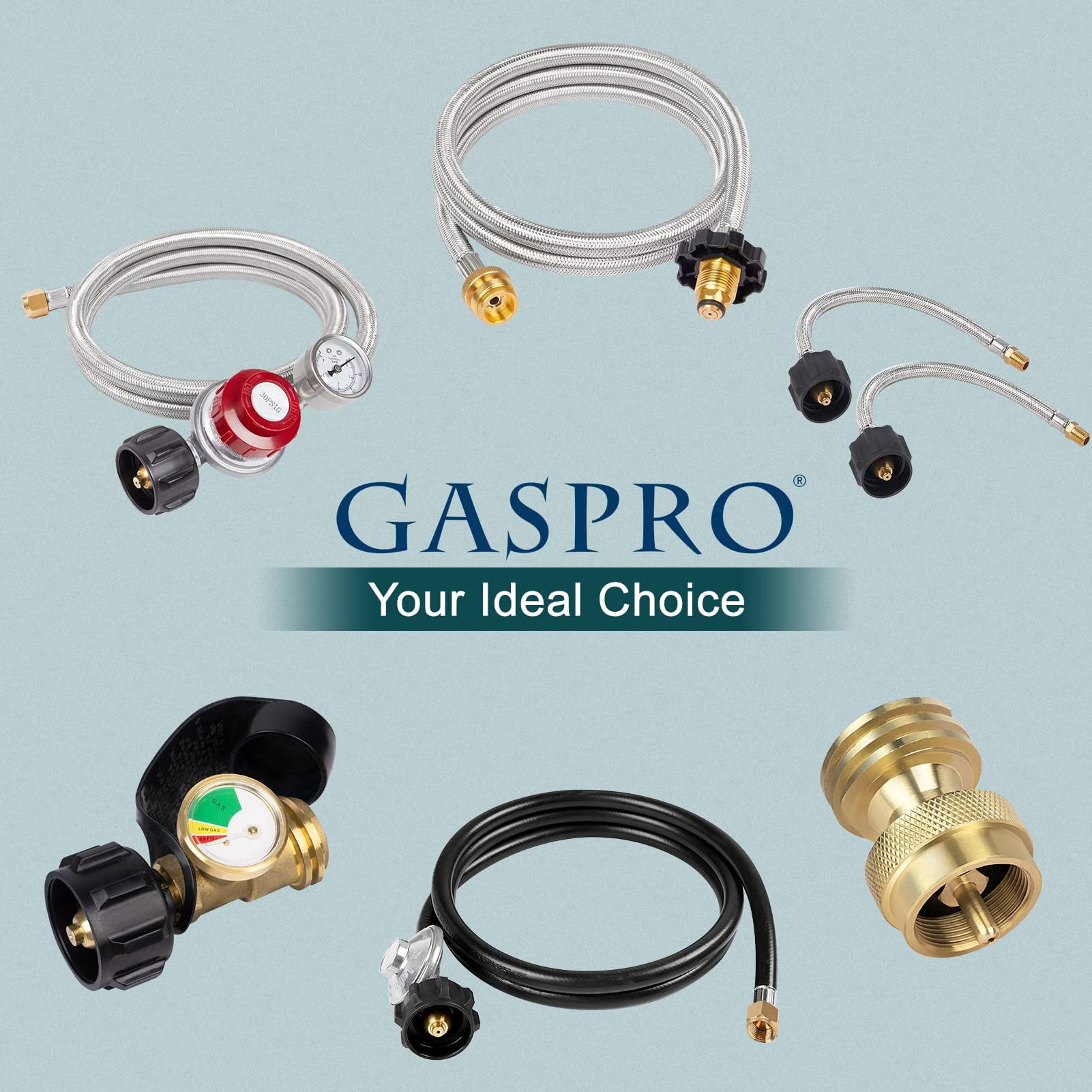 GASPRO Propane Tank Gauge with POL Connection, Easy-to-Read Propane Gas Level Indicator Gauge, Propane Adapter for 5-100 lb Propane Tanks, Fits BBQ Grill, RV, Camper, Fire Pit, Heater & Fire Pit