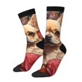 thumbnail image 1 of Fotbe Vintage Red Flower Chihuahua Calcetas Largas con Estampado para Hombre y Mujer – Calcetas de Compresión Transpirables y Elásticas, Viajar y Uso Diario Talla 5-11, 1 of 6