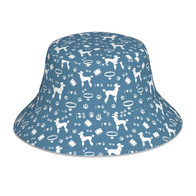 Fotbe Poodle Dog Sombrero Tipo Pescador con Estampado – Sombrero de Sol de Algodón de Moda para Playa, Golf, Pesca