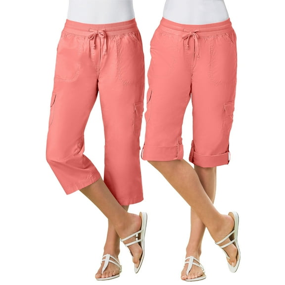 Woman Within Plus Size Petite Convertible Length Cargo Capri/Bermuda
