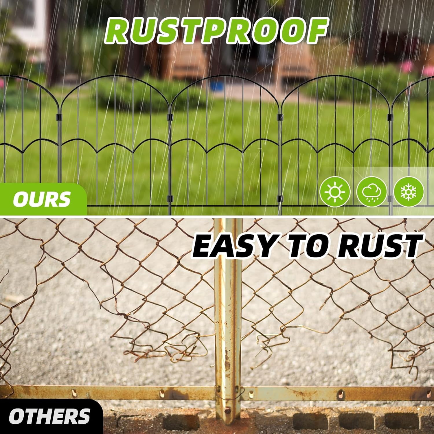 Decorative Garden Fence Dog Barrier 12Pcs 13ft Black Metal Wire for Yard Landscaping