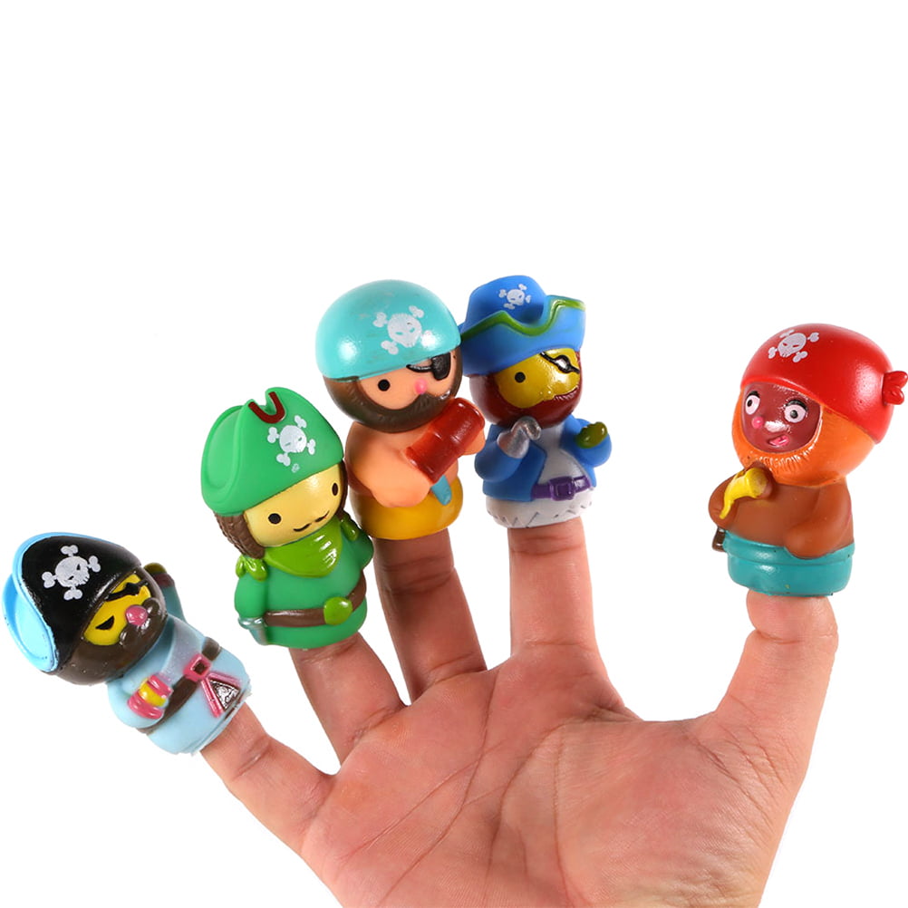 Finger Puppets Multicolour Wooden Head and Fabric Body Pack of 5 Figures Classic 