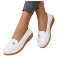 thumbnail image 1 of Mocassins à Enfiler pour Femmes à Talon Compensé Bas avec Fleurs, Chaussures de Marche Confortables en Cuir Souple, Chaussures de Plage, de Robe et de Travail, 1 of 7