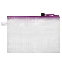 Aspire Waterproof Mesh Zipper Pouches Document File Folders Pencil Pen Case Storage Bags for Office Student Supplies-Purple-A4
