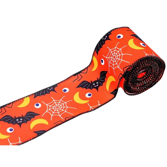 Zeiwohndc Halloween Decoration Wide Ribbon Wire Edged Giftbox Packing Wreath Ribbon
