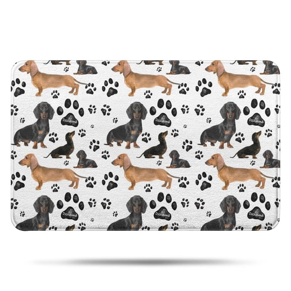 Dachshund Footprint Bathroom Rugs Mat,Non Slip Microfiber Bathroom Rug,Rubber Backing,Soft Bathroom Mats for Bathroom Floor,Tub and Shower,17x27in(43x68cm)