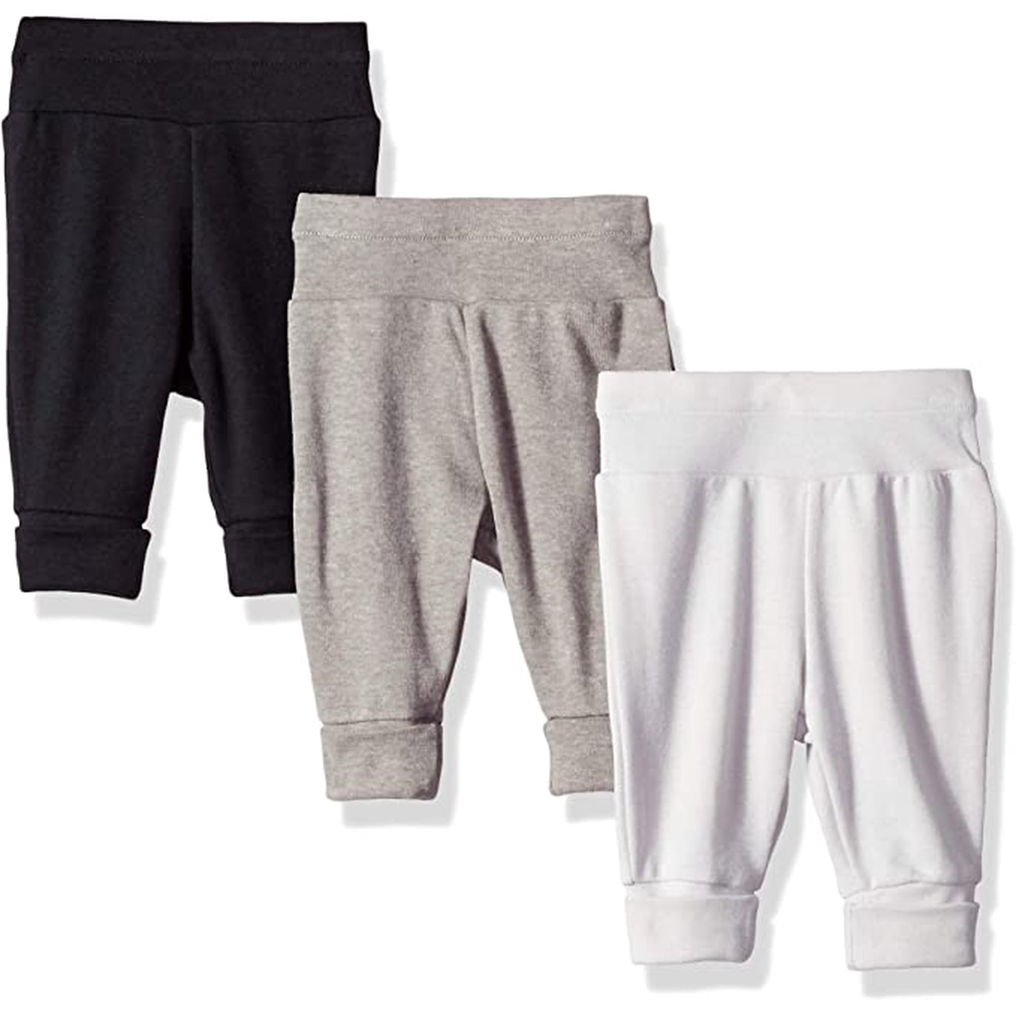 Hanes Flexy Baby Knit Pull-On Jogger Pants, 4-Way Stretch, Adjustable Waistband and Cuffs, Boys & Girls, 3-Pack Neutral Assorted 18M-24M
