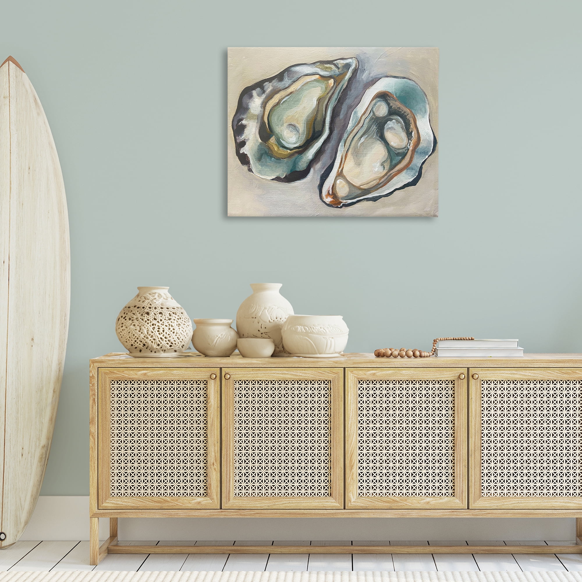 Stupell Industries Two Oysters Traditional Animals Painting Wrapped Canvas Art Print Wall Art, 40 x 30