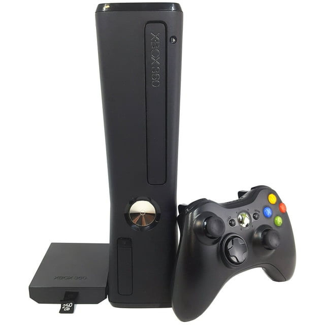 Console de jeu Microsoft Xbox 360 Slim 250 Go noire reconditionnée avec manette et câble HDMI