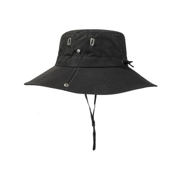 Fgnfyis Wide Brim Sun Hat for Outdoor Travel with UPF Lightweight Foldable Boonie Cap for Beach Black L