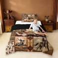 thumbnail image 4 of Erosebridal Retro Bohemian Aztec Geometric Twin Comforter Sets,Western Cowboy Rustic Cowhide Bedding Set For Men,Reversible Black,2 Pieces, 4 of 7