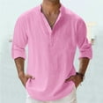 thumbnail image 2 of MNCEKFOD Mens Shirt Summer 2025 Causal Button Up Long Sleeved Stylish Turn Down Pullover Shirt Classic Fit Mens Tee Shirt Pink M, 2 of 6