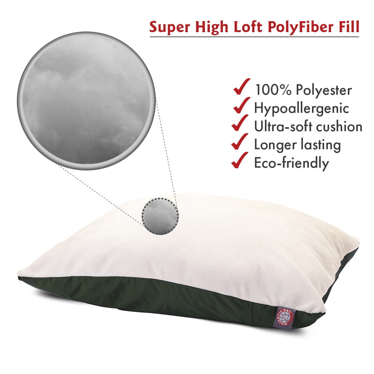 Majestic Pet | Poly/Cotton Rectangular Pillow Pet Bed For Dogs, Removable Cover, Green, Medium