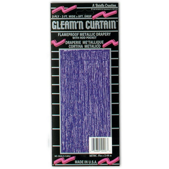 Beistle Pack of 6 Festive Metallic Purple Hanging Gleam'n Curtain Party Decorations 8'