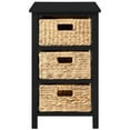 thumbnail image 7 of eHemco 3 Tier X-Side End Table Side Table Storage Cabinet with 3 Natural Water Hyacinth Wicker Baskets for Living Room, Black, 7 of 7