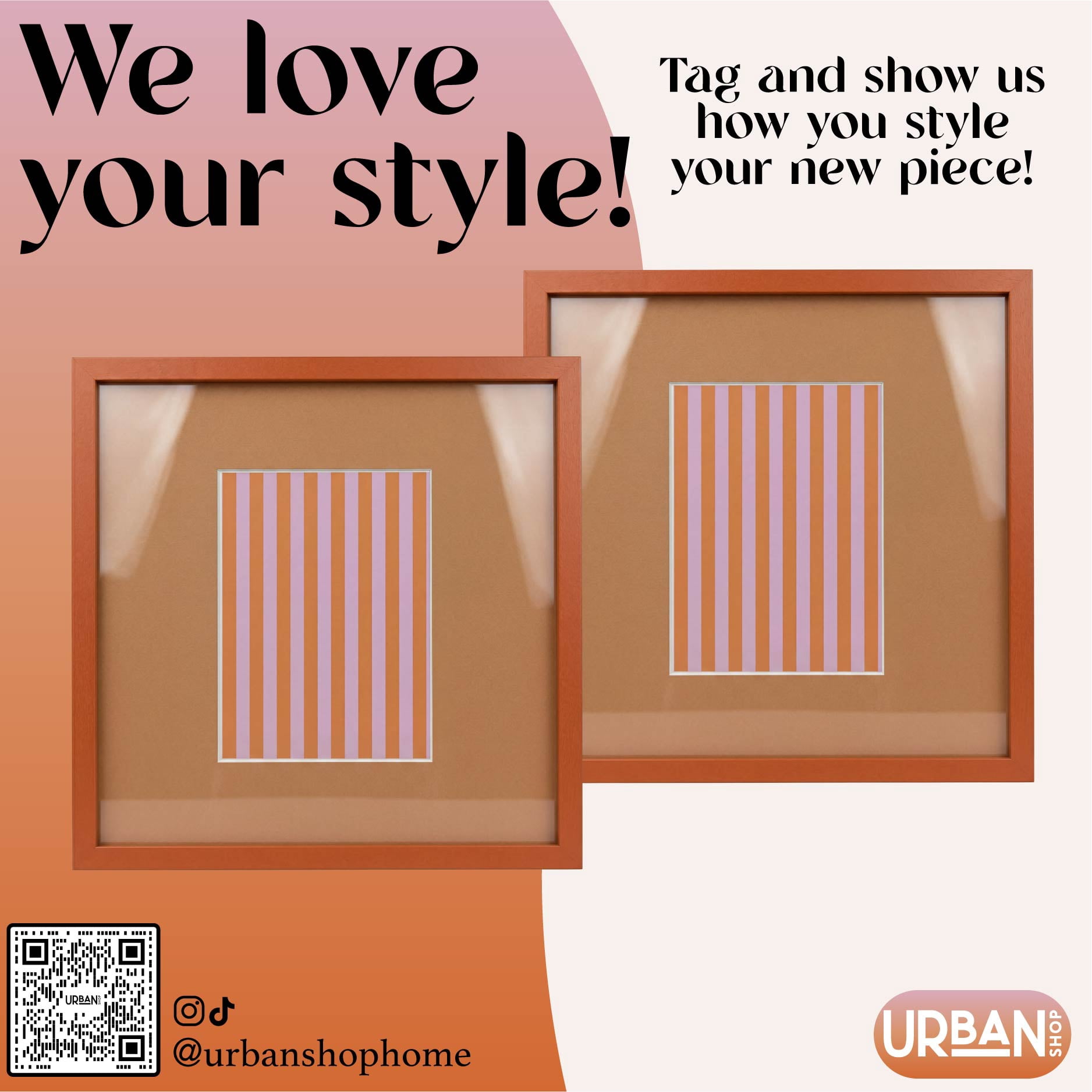 Urban Shop 12 x 12 Orange Wood Picture Frames, 2-Pack, Displays 6 x 8 Photo with Mat