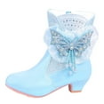 thumbnail image 2 of LYHao Elegant Girls Boots With Winter Mid Calf Style High Heel Lace Closure Warm Winter Footwear For Girls ,Girls Boots Sizes 11.5 Blue(5-5.5 Years), 2 of 6
